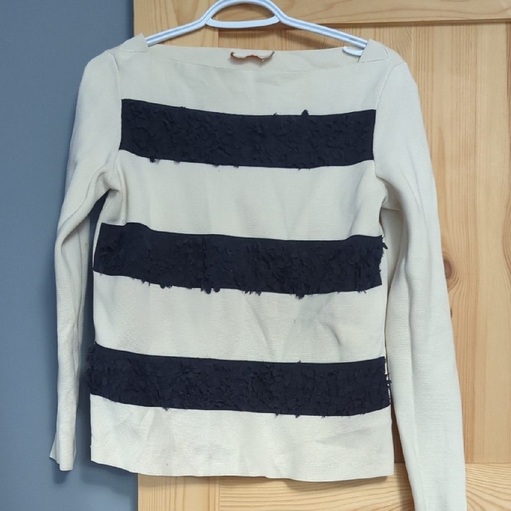 Cream and Black Striped Sweater
